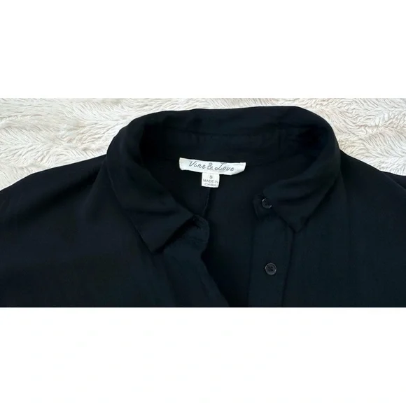 Vine & Love Black Button Up Dolman Short Sleeve Maternity Top - Picture 15 of 17